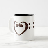 銅ダブルベースクレフ、 音符記号ハートミュージック恋人 ツートーンマグカップ (正面左)