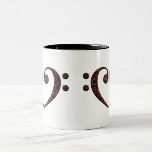 銅ダブルベースクレフ、 音符記号ハートミュージック恋人 ツートーンマグカップ (中央)