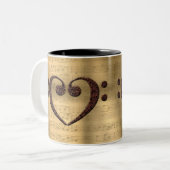 銅ダブルベースクレフ、 音符記号ハートミュージック恋人 ツートーンマグカップ (正面左)