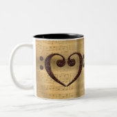 銅ダブルベースクレフ、 音符記号ハートミュージック恋人 ツートーンマグカップ (左)
