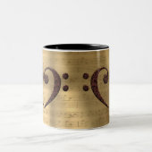 銅ダブルベースクレフ、 音符記号ハートミュージック恋人 ツートーンマグカップ (中央)