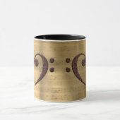 銅ダブルベースクレフ、 音符記号ハートミュージック恋人 マグカップ (中央)