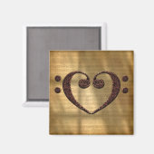 銅ダブルベースクレフ、 音符記号ハートミュージック恋人 マグネット (正面/裏面)