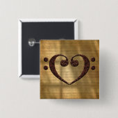 銅ダブルベースクレフ、 音符記号ハートミュージック恋人 缶バッジ (正面&裏面)