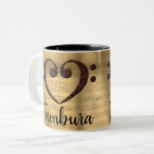 銅ダブルベースクレフ、 音符記号ハートTambura ツートーンマグカップ (正面左)
