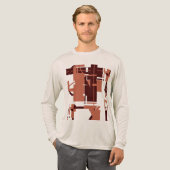 銅ダークブラウンMCMのような幾何学的抽象芸術アート トライブレンドＴシャツ (正面全体)