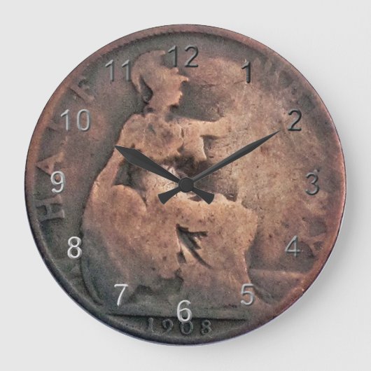 銅ハーフペニーコイン ラージ壁時計 (正面)