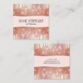 銅バラエレガント金ゴールドグリッタードリップ爪、 ネイル スクエア名刺 (正面/裏面)