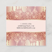 銅バラエレガント金ゴールドグリッタードリップ爪、 ネイル スクエア名刺 (裏面)