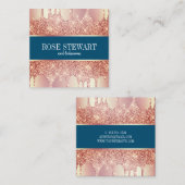 銅バラエレガント金ゴールドグリッタードリップ爪、 ネイル スクエア名刺 (正面/裏面)