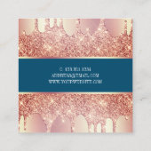 銅バラエレガント金ゴールドグリッタードリップ爪、 ネイル スクエア名刺 (裏面)