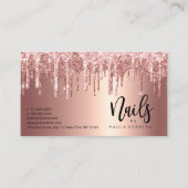 銅バラエレガント金ゴールドグリッタードリップ爪、 ネイル 予約カード (裏面)