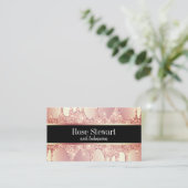 銅バラエレガント金ゴールドグリッタードリップ爪、 ネイル 名刺 (スタンド正面)