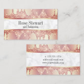 銅バラエレガント金ゴールドグリッタードリップ爪、 ネイル 名刺 (正面/裏面)