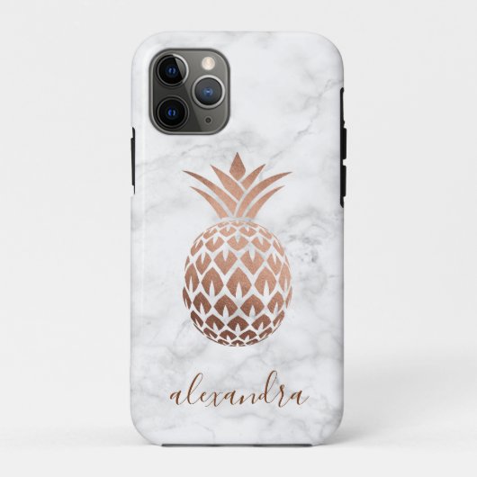 銅バラエレガント金ゴールド白大理石パイナップル Case-Mate iPhoneケース (裏面)