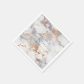 銅バラコーラル金ゴールドホワイトグレーマーブルパーティー スタンダードカクテルナプキン (角)