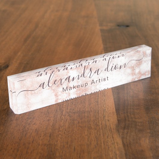 銅バラ金ゴールドエレガントグリッター化粧家 デスクネームプレート (側面)