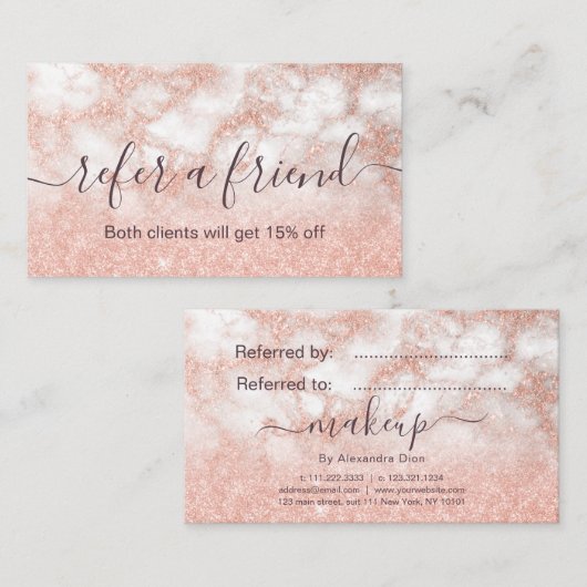 銅バラ金ゴールドエレガントグリッター化粧家 紹介カード (正面/裏面)