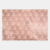 銅バラ金ゴールドクリスマストナカイのパターン大理石 ラッピングペーパーシート (正面2)