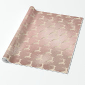 銅バラ金ゴールドクリスマストナカイのパターン大理石 ラッピングペーパー (アンロールド)
