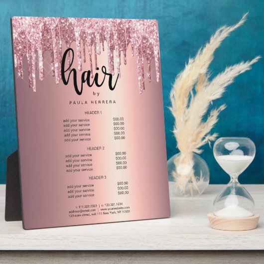 銅バラ金ゴールドグリッタードリップヘアサービス フォトプラーク (側面)