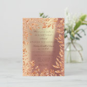 銅バラ金ゴールドグリッターリーフ花模様フレーム 招待状 (スタンド正面)