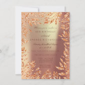 銅バラ金ゴールドグリッターリーフ花模様フレーム 招待状 (正面)