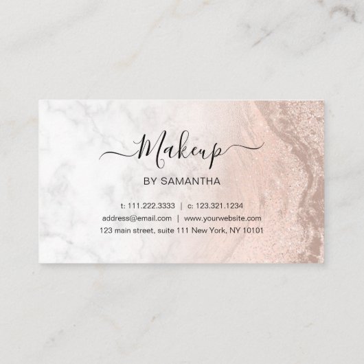 銅バラ金ゴールドグリッター唇マーブルメイクアップアーティスト ロイヤリティカード (裏面)