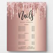 銅バラ金ゴールドグリッター滴下爪、 ネイル フォトプラーク (正面)