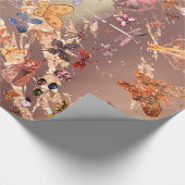 銅バラ金ゴールド牧草蝶の昆虫の宝石 ラッピングペーパー (角)