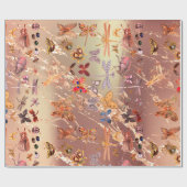 銅バラ金ゴールド牧草蝶の昆虫の宝石 ラッピングペーパー (フラット)