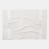 銅バラ金箔幾何六角モノグラム キッチンタオル (横)