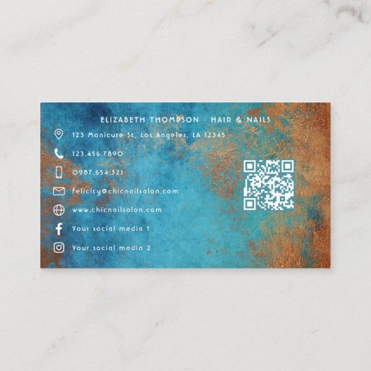 銅パティナターコイズグランジブラックウーマンサロン 名刺 (裏面)