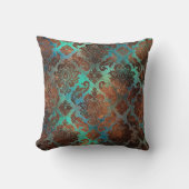 銅パティナラステッドダマスク クッション (正面)