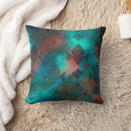 銅パティナラステッドダマスク クッション (ブランケット)