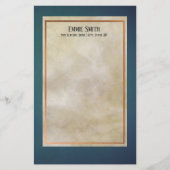 銅パーソナライズされたとティール(緑がかった色)の線なし文房具 便箋 (正面)