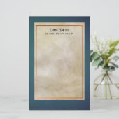 銅パーソナライズされたとティール(緑がかった色)の線なし文房具 便箋 (スタンド正面)