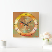 銅パーソナライズされたテーマ7周年記念品 スクエア壁時計 (ホーム)