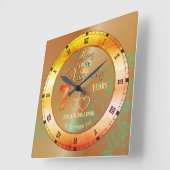 銅パーソナライズされたテーマ7周年記念品 スクエア壁時計 (傾斜)