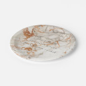 銅ピーチホワイトローズ金ゴールド結婚マーブルズVip ペーパープレート (アングル)