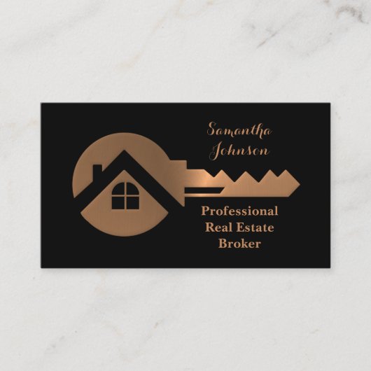 銅ファンシー鍵実在財産ブローカー名刺 名刺 (正面)