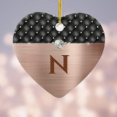 銅フェイクガラス・ダイヤモンドレザーモノグラム セラミックオーナメント