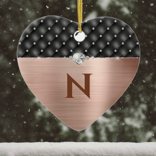 銅フェイクガラス・ダイヤモンドレザーモノグラム セラミックオーナメント