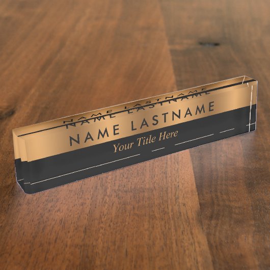 銅フェイクブロンズ黒エレガントモダンお洒落 デスクネームプレート (側面)