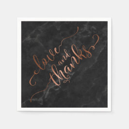 銅フェイク台本の愛と感謝してい黒大理石つき スタンダードカクテルナプキン