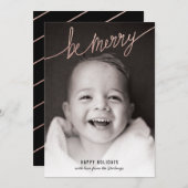 銅フェイク箔台本ホリデーフォトカード シーズンカード (正面/裏面)