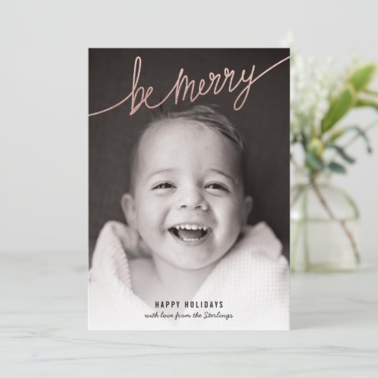 銅フェイク箔台本ホリデーフォトカード シーズンカード (スタンド正面)