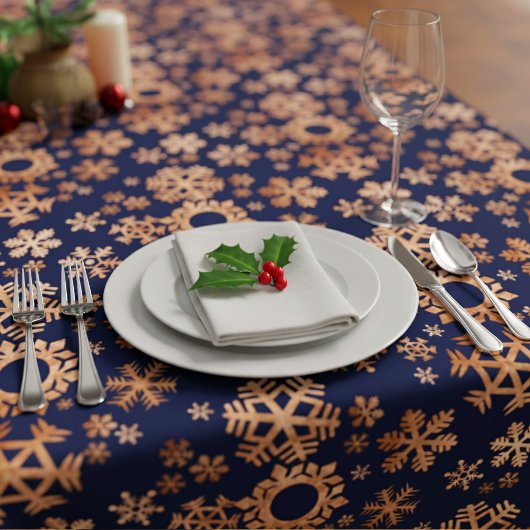銅フェイク雪片ネイビーブルーテーブルクロス テーブルクロス