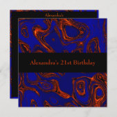 銅フラクタル抽象芸術ブラックブルーイベント 招待状 (正面/裏面)