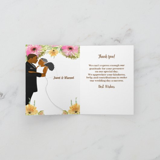 銅フローラアフリカン結婚アメリカンありがとう サンキューカード (内部)